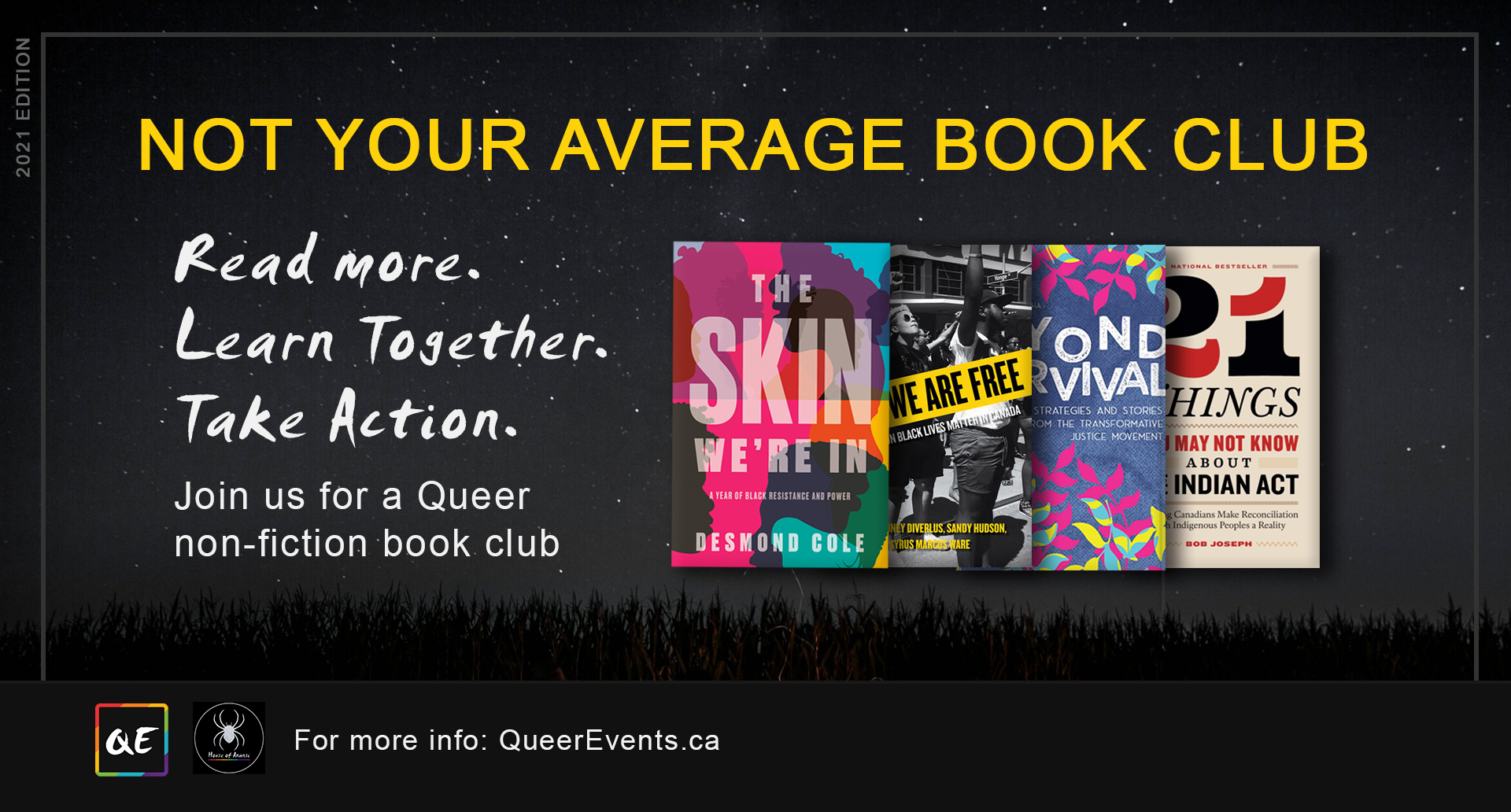 QueerEvents.ca - queer book club non-fiction edition event series banner