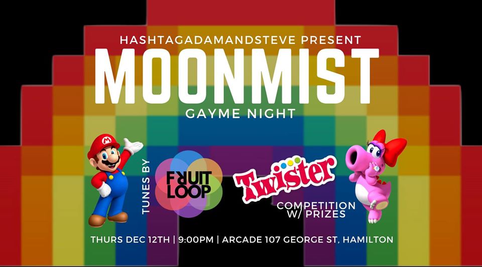QueerEvents.ca - Hamilton event listing - Moonmist Gayme Night banner