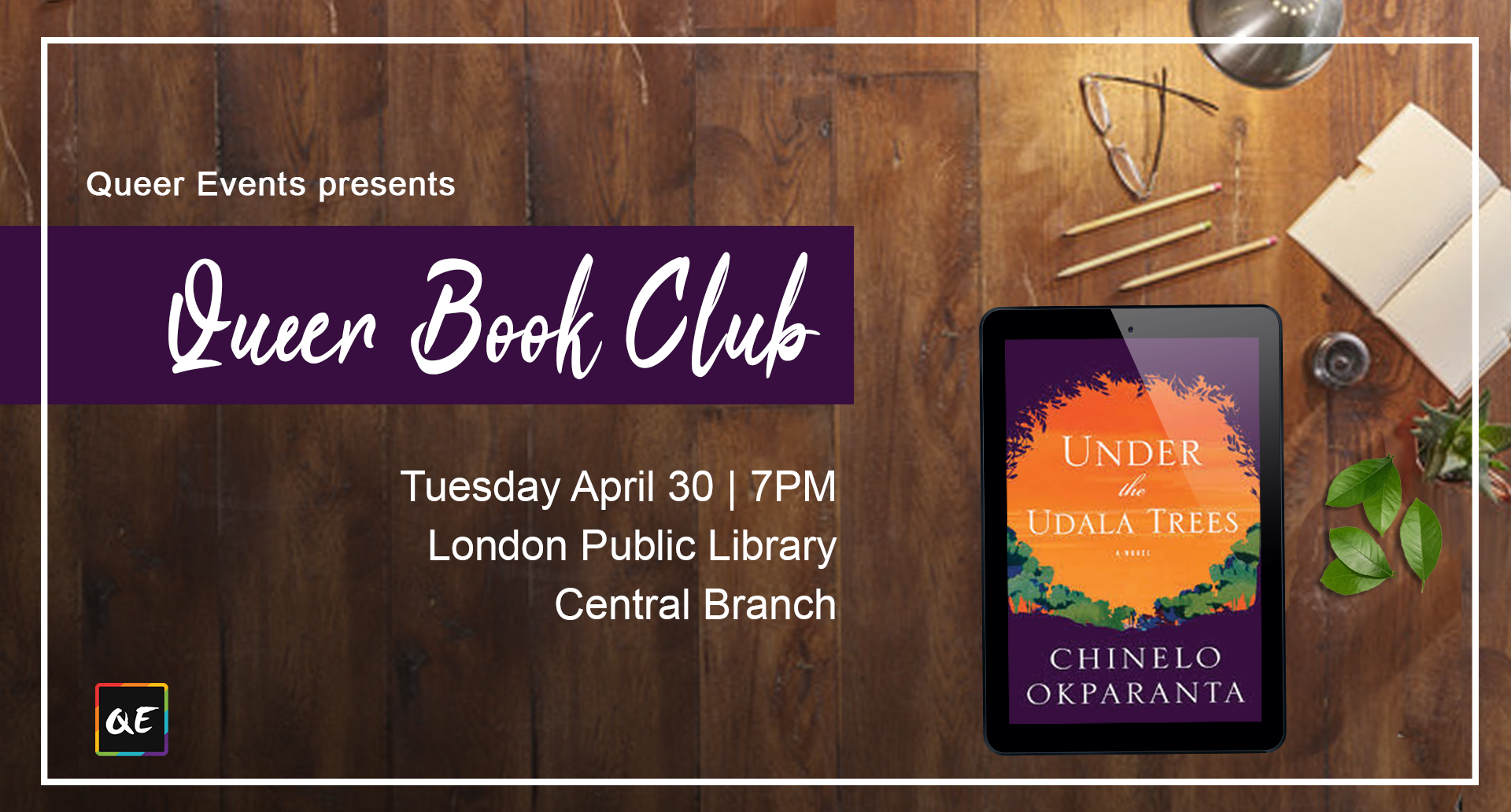 Queer Events Presents Queer Monthly Book Club - April banner