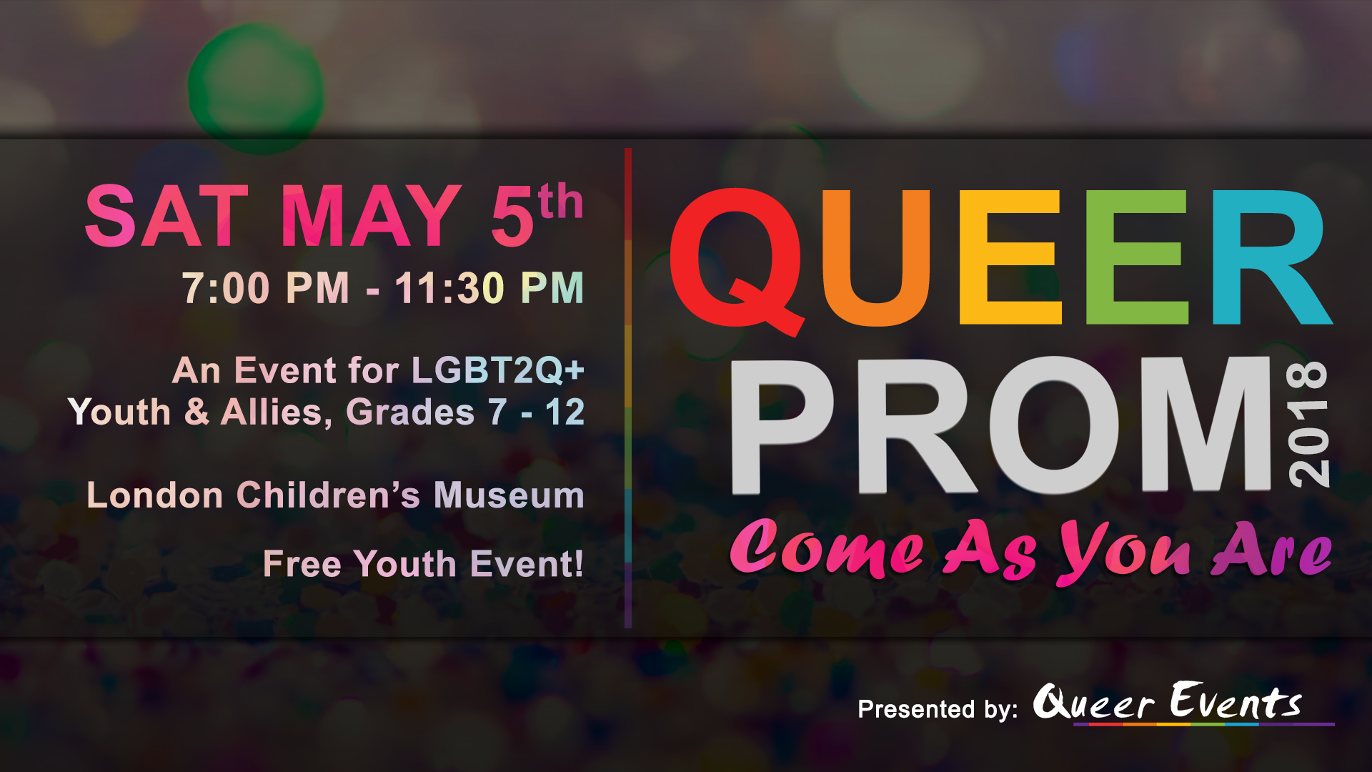 QueerEvents.ca - Queer Prom 2018 - event banner