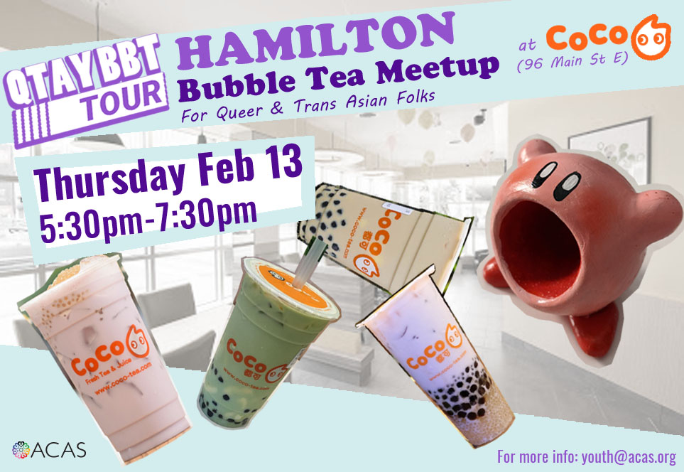 QueerEvents.ca - Hamilton event listing - Asian Queer & Trans Bubble Tea event banner
