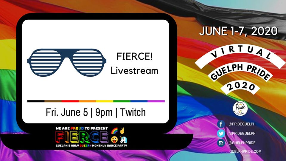 QueerEvents.ca - guelph virtual pride 2020 - fierce livestream event listing