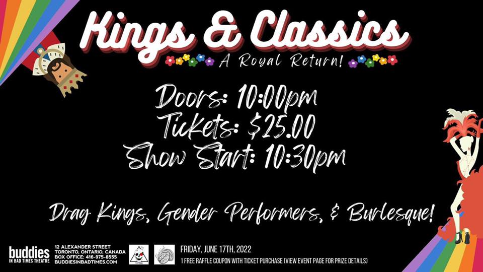 queerevents.ca - community event listing - kings and classic drag show june 2022 banner