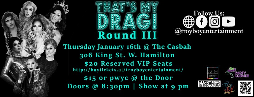 QueerEvents.ca - Hamilton event listing - That's my drag! Jan 2020 event banner