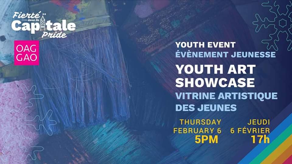 QueerEvents.ca - Ottawa event listing - youth art showcase - winter pride 2020 event banner 
