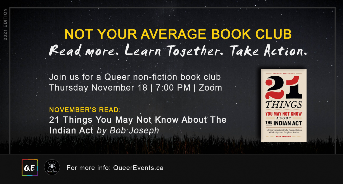 QueerEvents.ca - queer virtual event listing - queer book club november  2021 edition